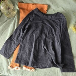 Toddler 2t girls ribbed leggings burnt orange eyelet Ruffle long sleeve tee 2pc